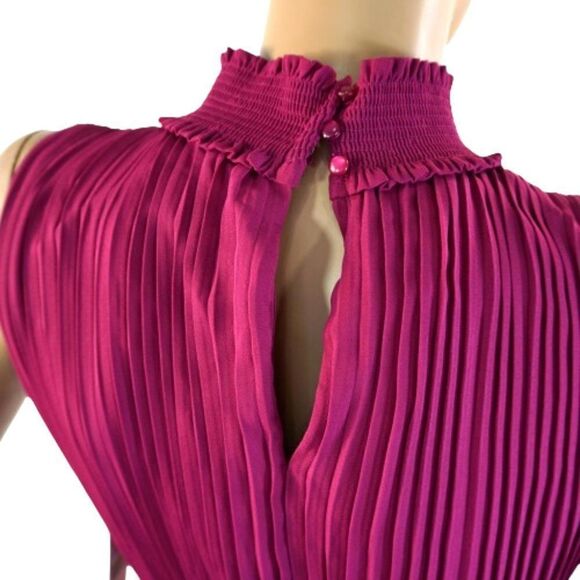 nanette Nanette Lepore High Neck Accordion Pleated Dress Sz 6 Bali Orchard NWT - Picture 9 of 13